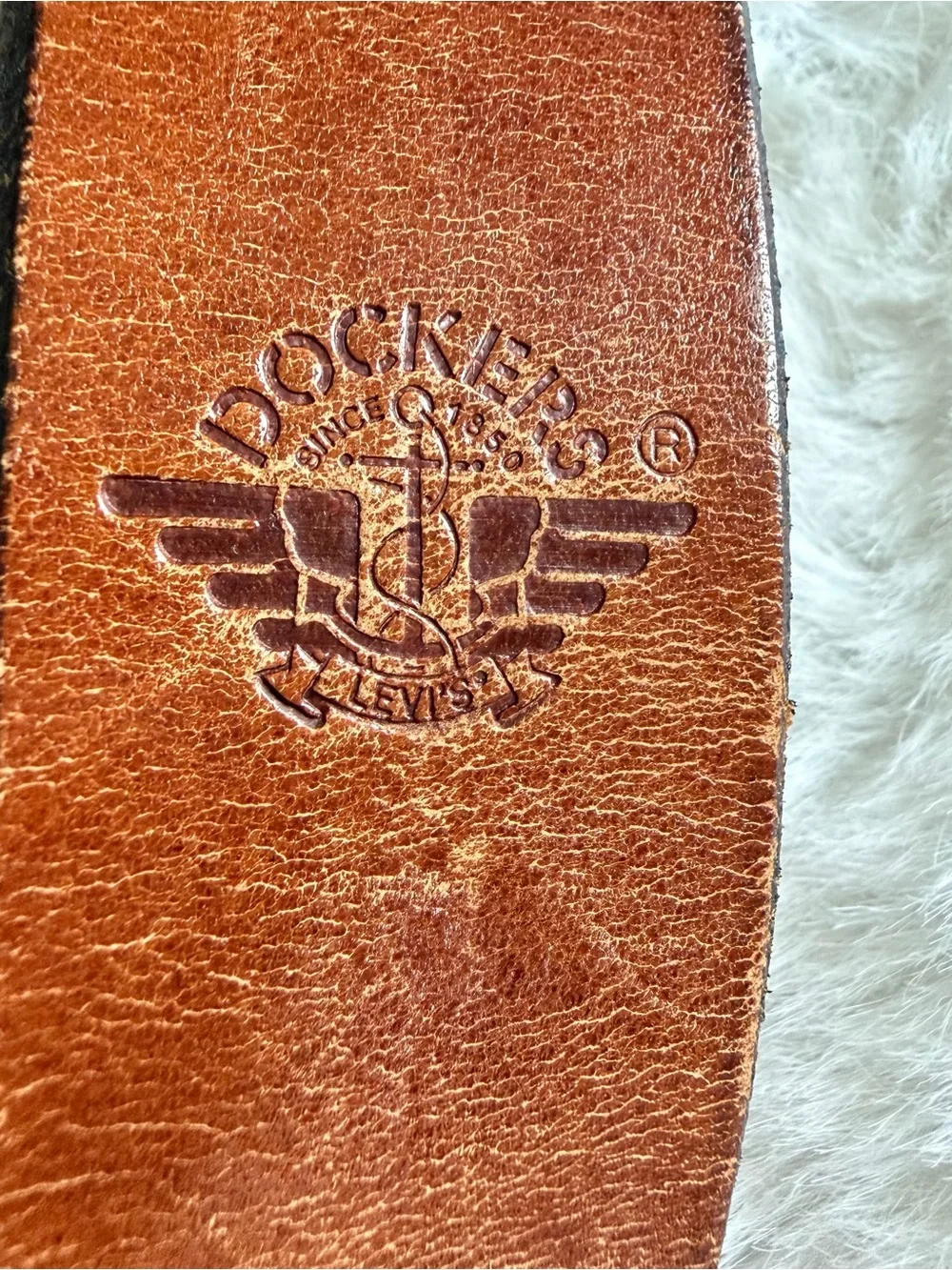 Vintage 1980’s Dockers Women’s Brown Leather Belt Solid Brass Buckle 1”